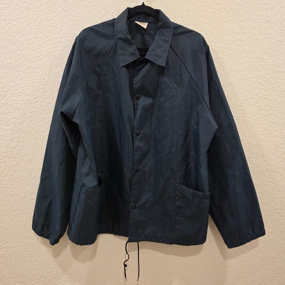 VTG Auburn Sportswear Mens L Navy Blue Coach Jacket Nylon Windbreaker USA Made